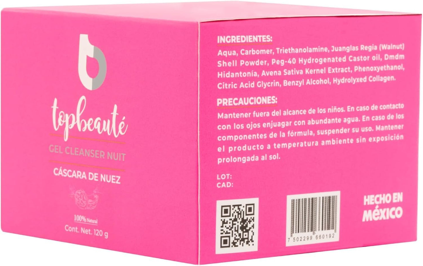 Top Beauté - Exfoliante Facial Gel Cleanser Nut Hidratante y Anti Edad Renovación Celular con Colágeno, Cáscara de Nuez y Avena 120g - Aporta Elementos Limpiadores, Hidratantes y Antiedad