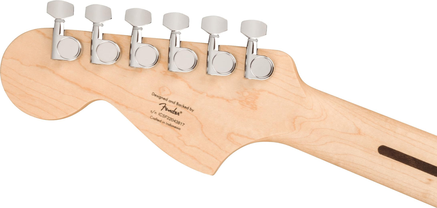 Fender Squier Sonic Mustang Electric Guitar, Beginner Guitar, Includes 30 Days of Free Lessons, Laurel Fingerboard and Step Up Pickups, Chrome Hardware, and Polyurethane Finish, California Blue