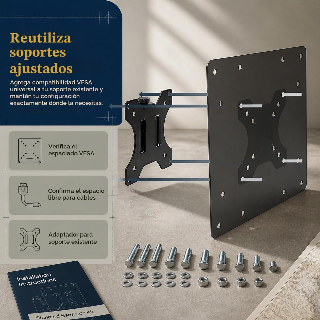 Placa Adaptadora de Montaje VESA Mount-It! Acero Gran Calibre con Kit de Conversión para Monitor y TV