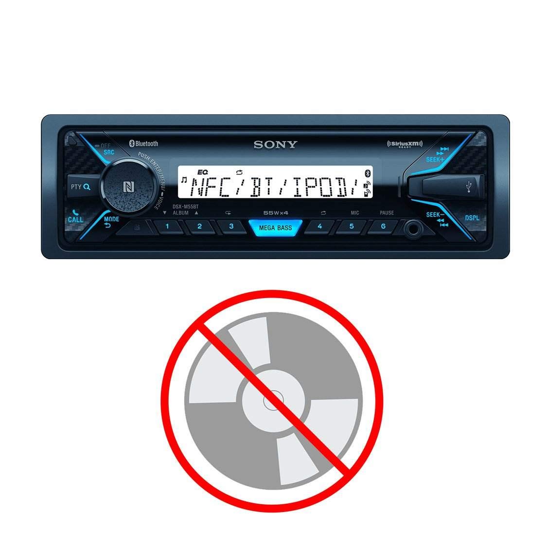 Sony DSXM55BT - Receptor estéreo Digital Marino con Bluetooth, Listo para SiriusXM, DIN único