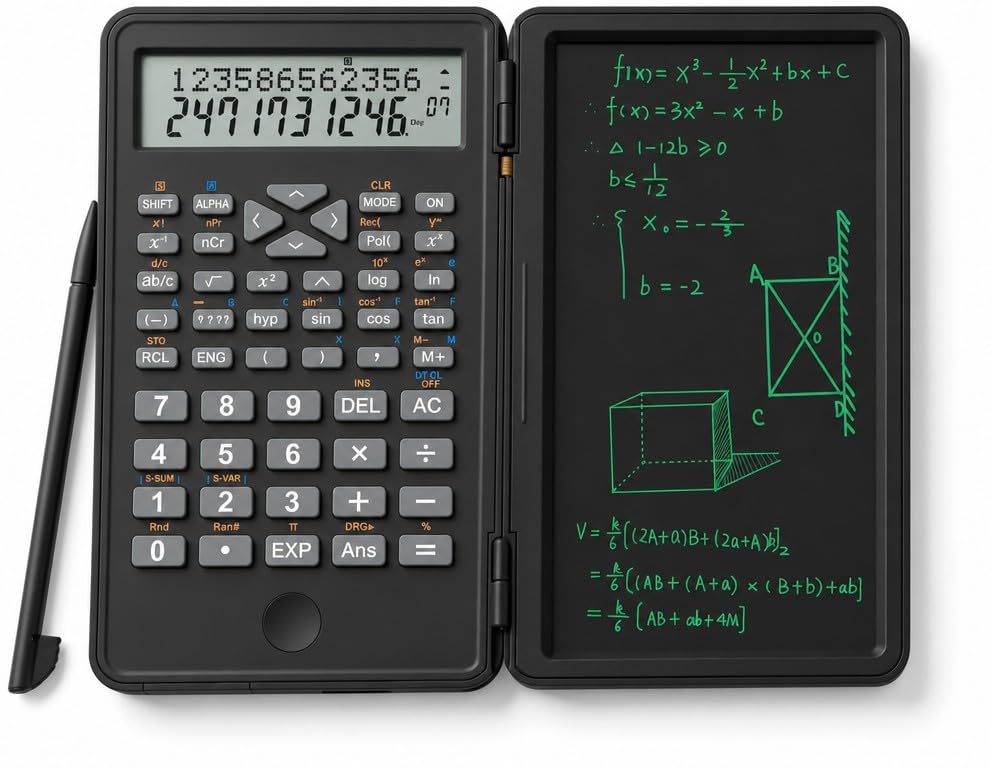 Calculadora Científica DPEDUAI Transparente con Almohadilla de Escritura y 240 Funciones