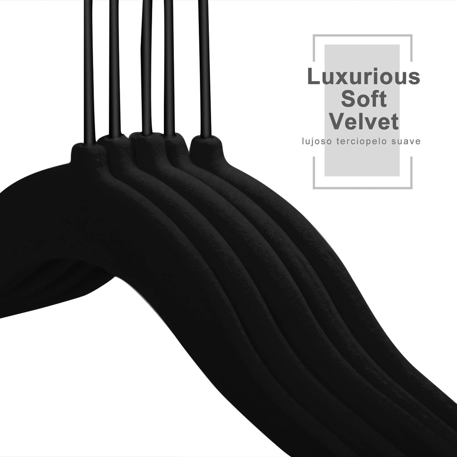 MIZGI Ganchos de terciopelo para bebé, ganchos antideslizantes para niños y niños pequeños, ganchos de 30 cm para ropa de bebé, paquete de 50 (negro/negro)