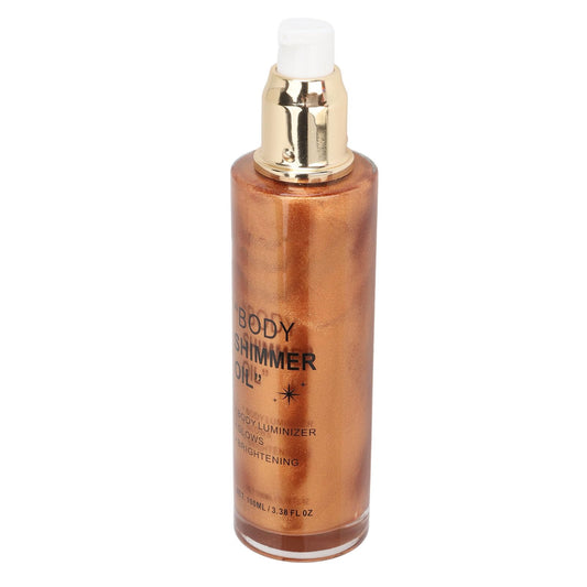 Sonew 100ml Aceite Iluminador Corporal Líquido con Brillo de Larga Duración, Aceite Brillante para el Cuerpo con Textura Ligera, Luminizador Líquido para Rostro y Cuerpo (Marrón