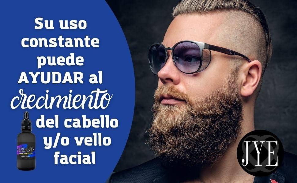 Serum JYE Orgánico para Crecimiento de Barba y Cabello, Kit de 3 Botellas de 50 ml