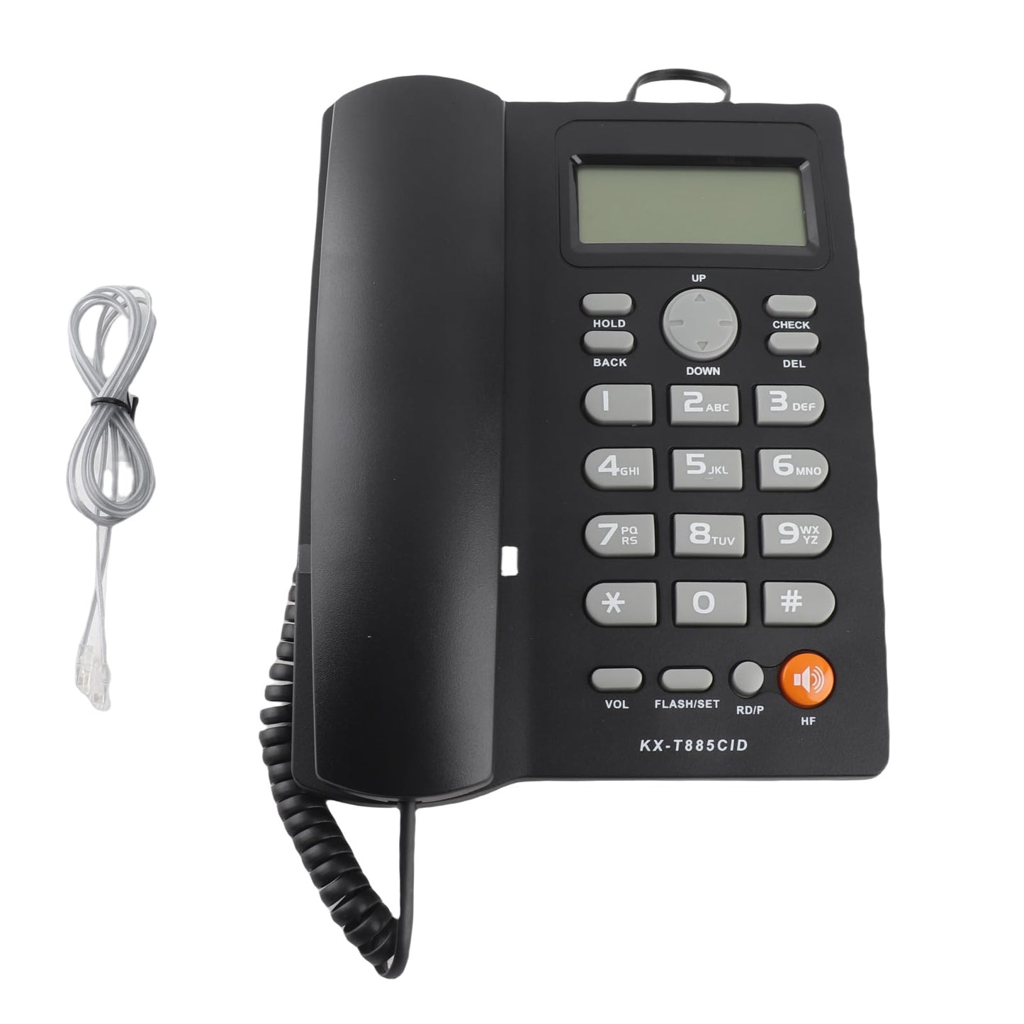 Teléfono con Cable Identificador de Llamadas Teléfono Manos Libres Oficina Hogar Hotel Teléfono Fijo Claro Sonido Marcado Rápido Función de Pausa / Retención Último Número Volver a Marcar(Negro)