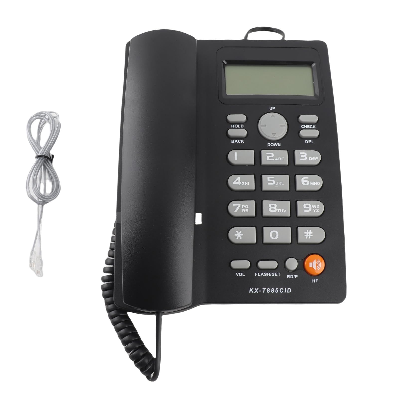 Teléfono con Cable Identificador de Llamadas Teléfono Manos Libres Oficina Hogar Hotel Teléfono Fijo Claro Sonido Marcado Rápido Función de Pausa / Retención Último Número Volver a Marcar(Negro)