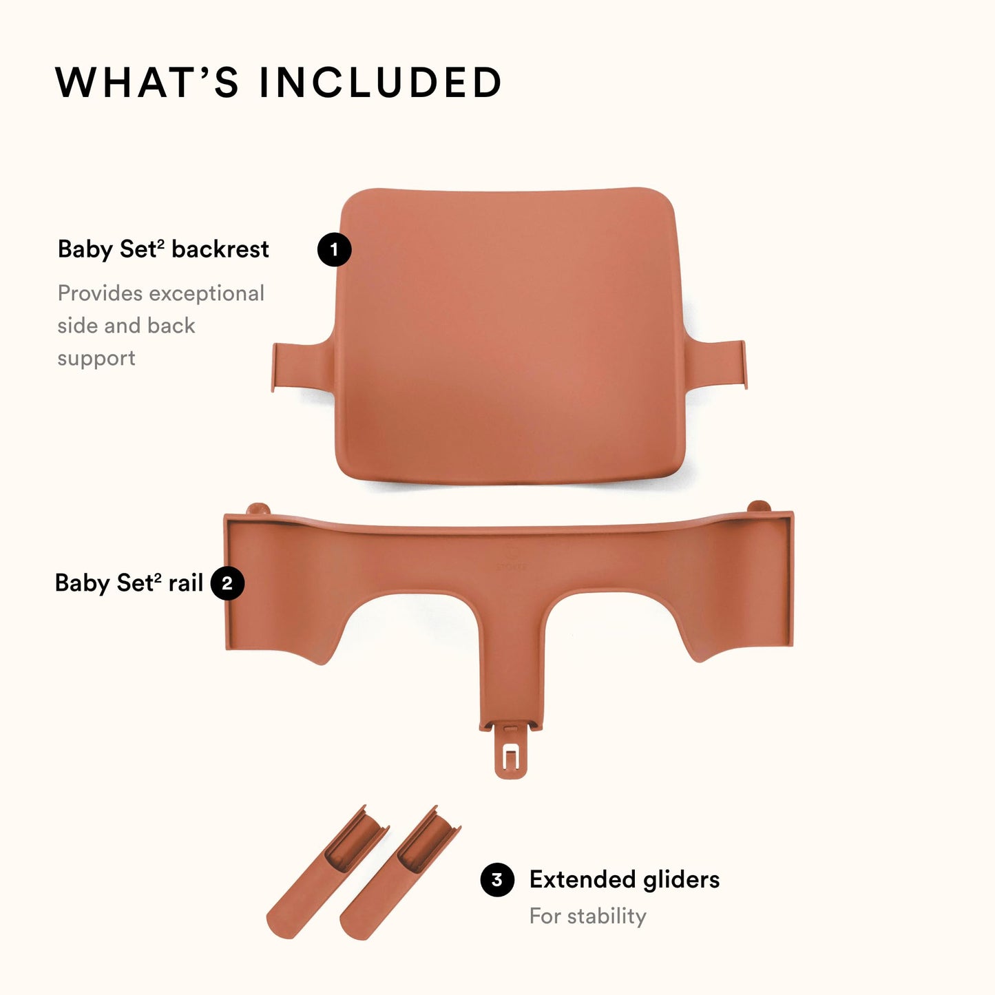 Tripp Trapp Baby Set 2 de Stokke, Edad 6-36 meses - Convierta la silla Tripp Trapp en una cómoda trona (Terracota)