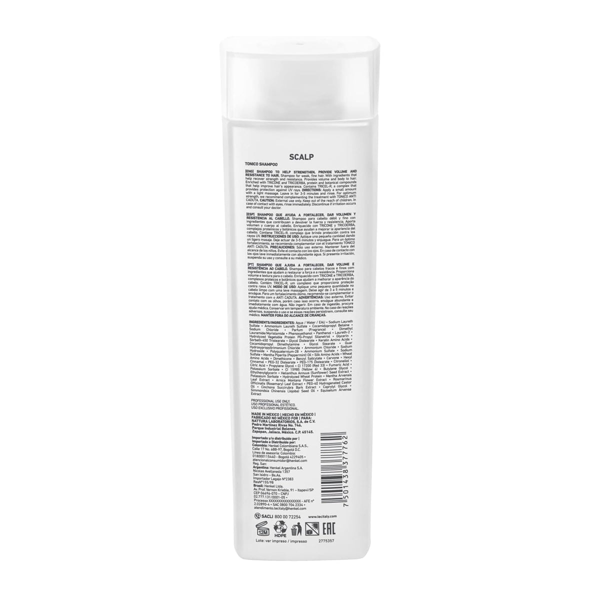 TEC ITALY Tonico Shampoo Aporta Volumen y Fortaleza al Cabello 300 ml
