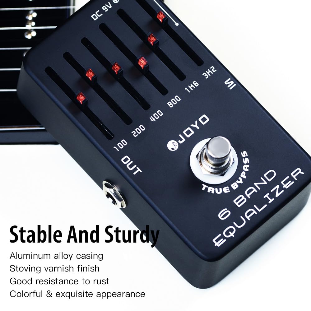JOYO EQ - Ecualizador de guitarra eléctrica de 6 bandas (100 Hz, 200 Hz, 400 Hz, 800 Hz, 1,6 kHz, 3,2 kHz) proporciona ± 18 dB para cada banda (JF-11)