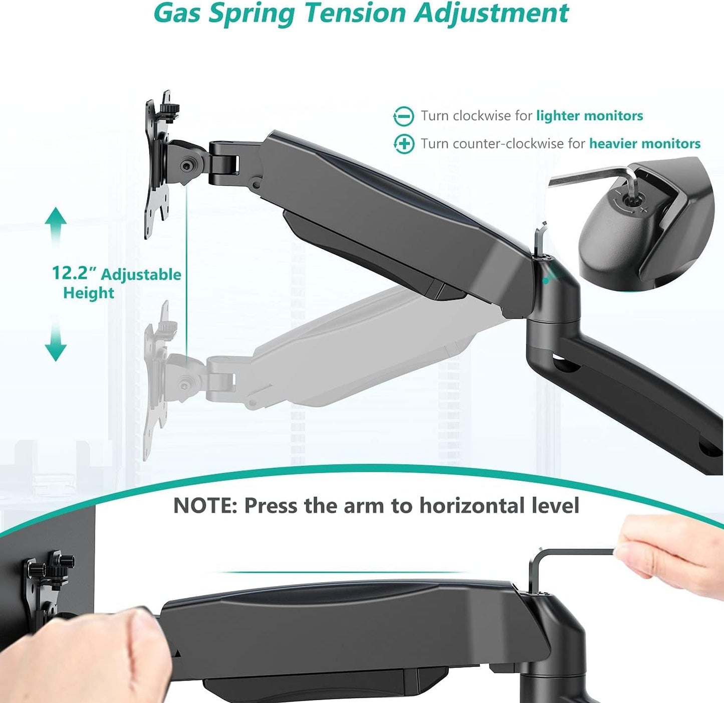 Soporte para Monitor WALI Negro con Brazo Ajustable para Monitores de 17 a 32 Pulgadas 10 kg