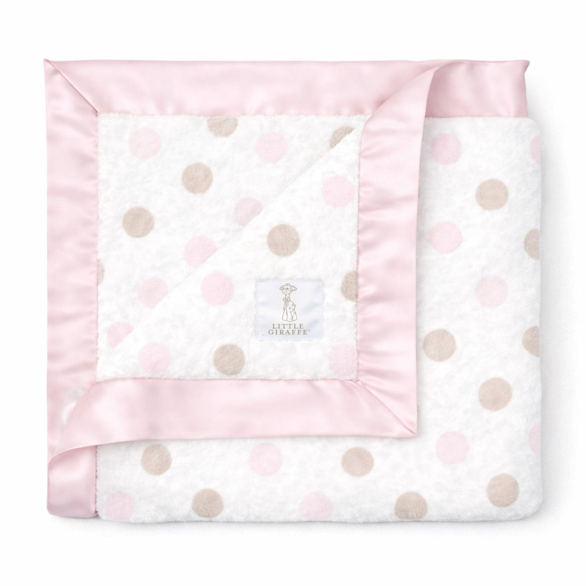 Little Giraffe Luxe - Manta de bebé – 29 x 35 pulgadas, borde de satén, color rosa con puntos, ultrasuave, hipoalergénica, manta para carriola y guardería, perfecta para recién nacidos y niños