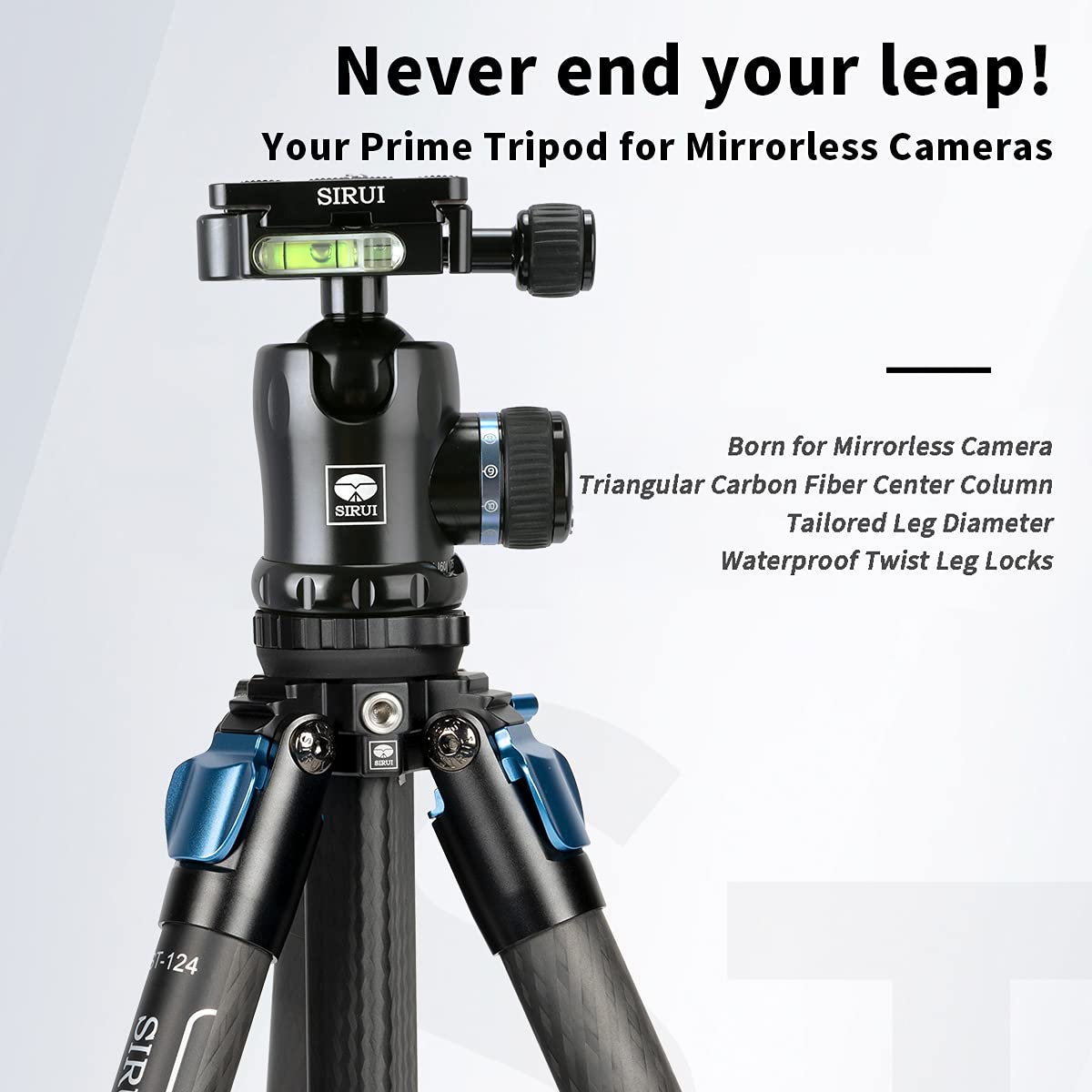 Kit de Trípode Sirui Fibra de Carbono con Columna Central Triangular ST124+K10X