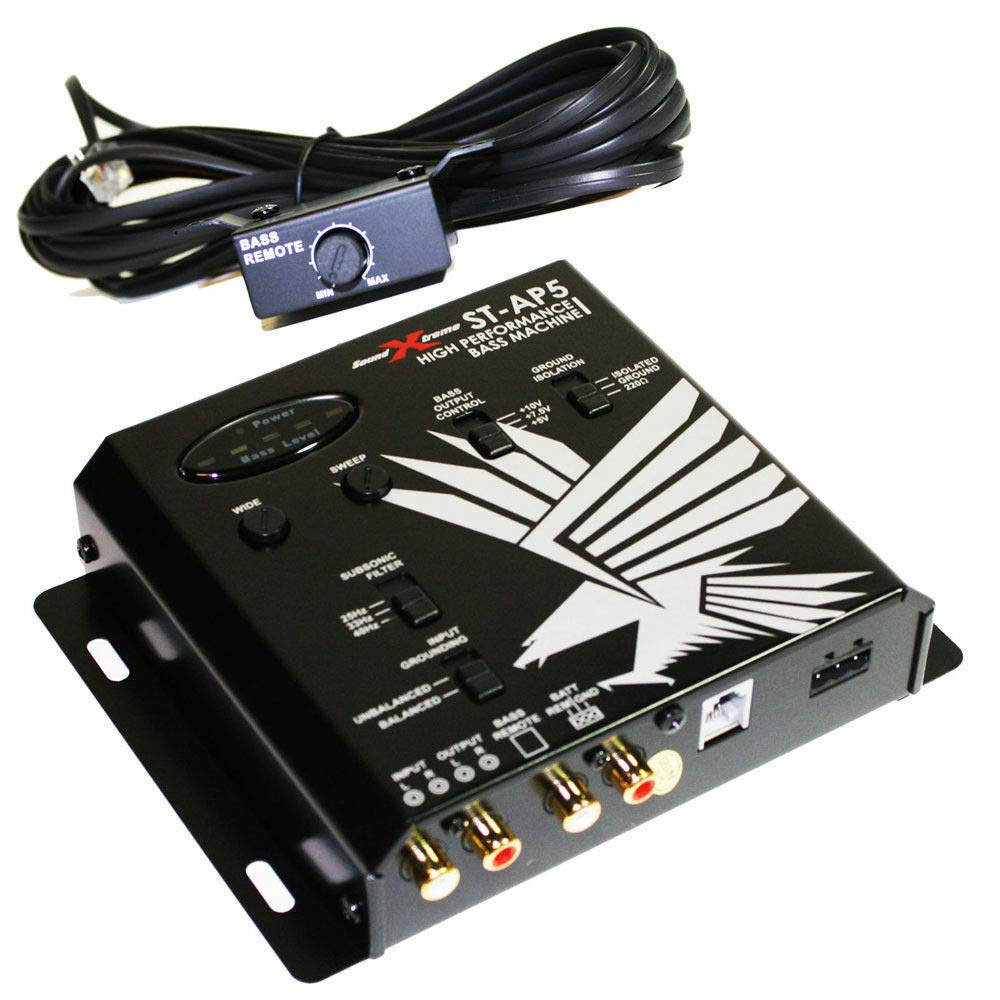 Máquina de Control de Graves Soundxtreme ST-AP5 Negro con Maximizador y Procesador de Restauración para Salpicadero