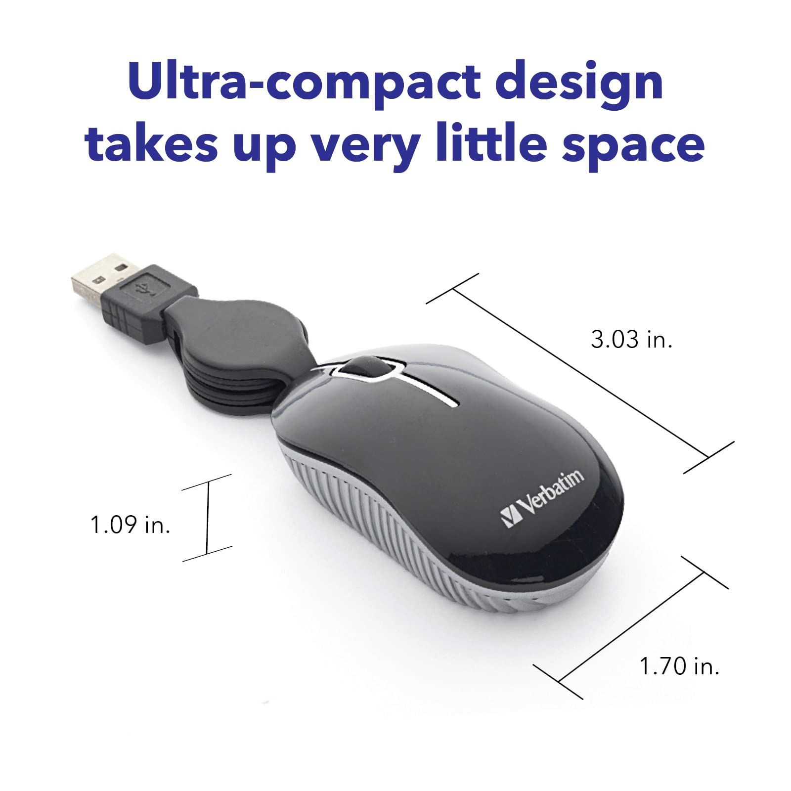 Mouse óptico Verbatim Mini USB-A Plug & Play Negro para computadora