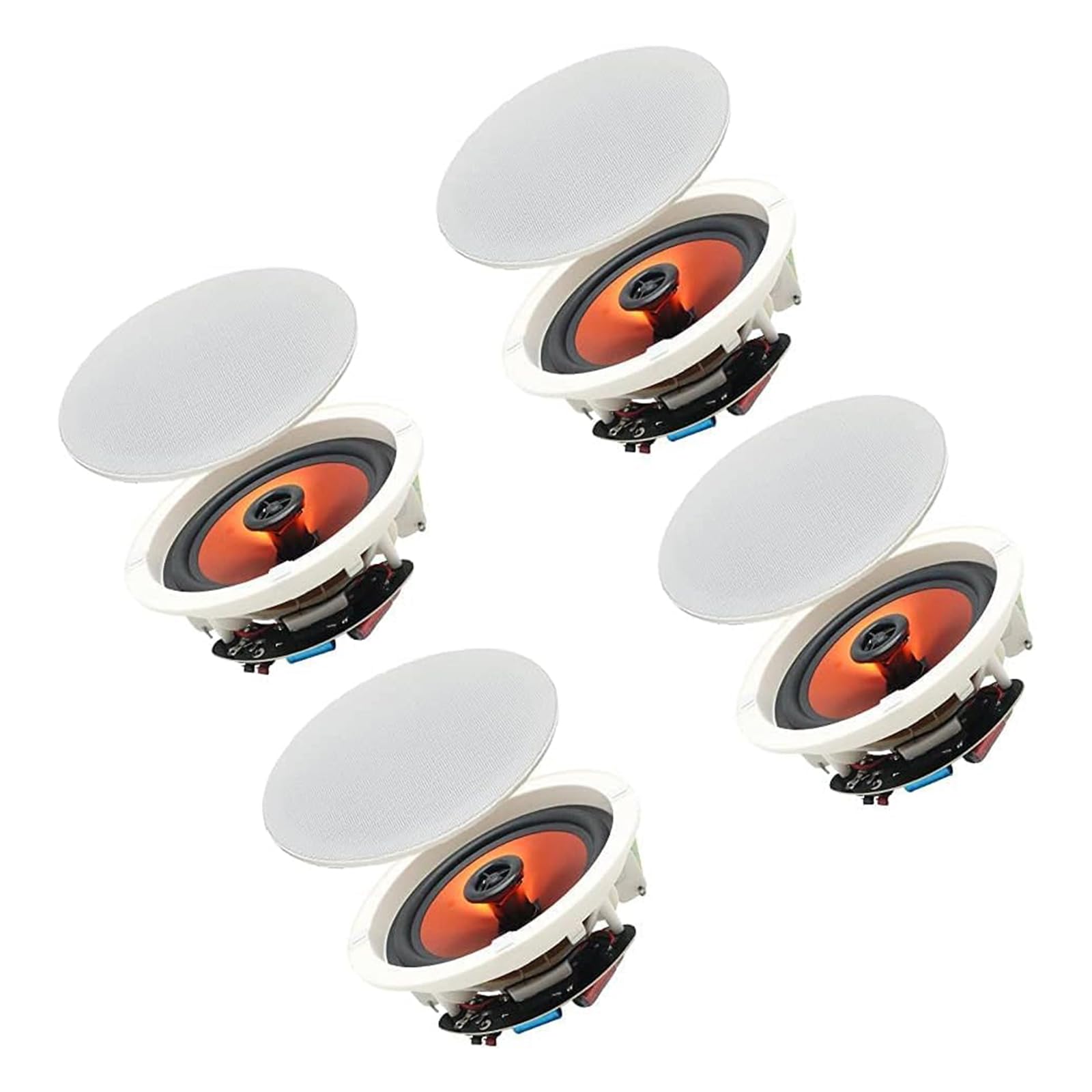 Herdio Altavoces de Techo de 6.5 Pulgadas, 600 vatios, Sistema de Altavoces empotrados para el hogar, Perfecto para Interiores, Cocina, Cine en casa, Dormitorio, Oficina, Patio Cubierto (4 Altavoces)
