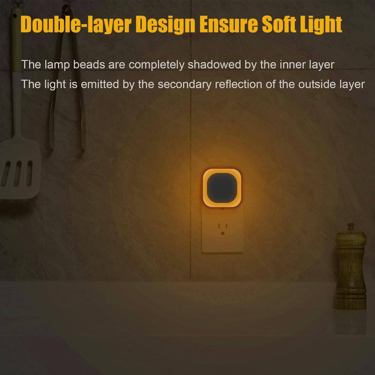 Luz Nocturna LED YUNLEX Ámbar con Sensor Automático Regulable