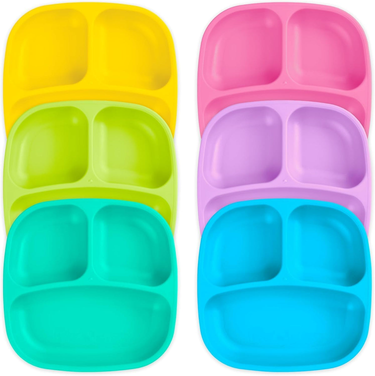 Re-Play - Juego de vajilla para niños pequeños, 6 compartimentos divididos de paredes profundas y 6 cuencos apilables para aperitivos y comidas diarias, apto para lavaplatos y microondas, fabricado en