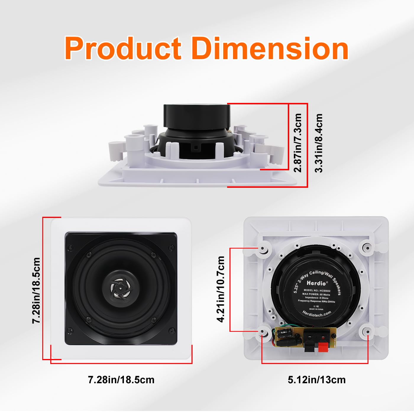 Herdio - Altavoces de techo Bluetooth, 320 W, 5.25 pulgadas, sistema de sonido envolvente, perfecto para cine en casa, TV, baño, blanco, 2 pares