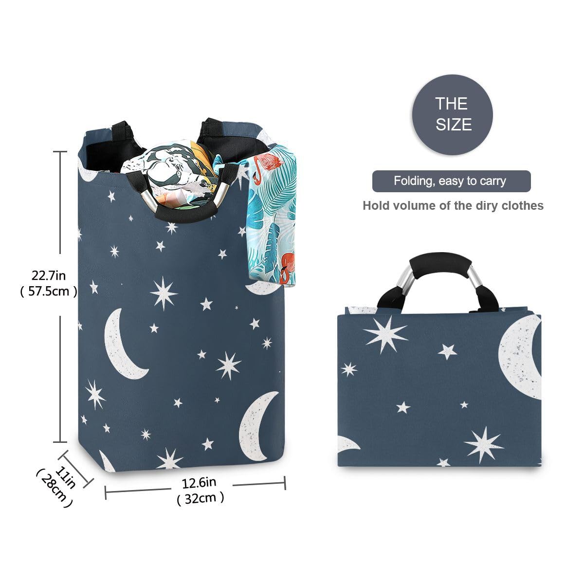 senya Cesta de almacenamiento grande plegable con diseño de estrellas y nubes, para ropa de guardería, juguetes