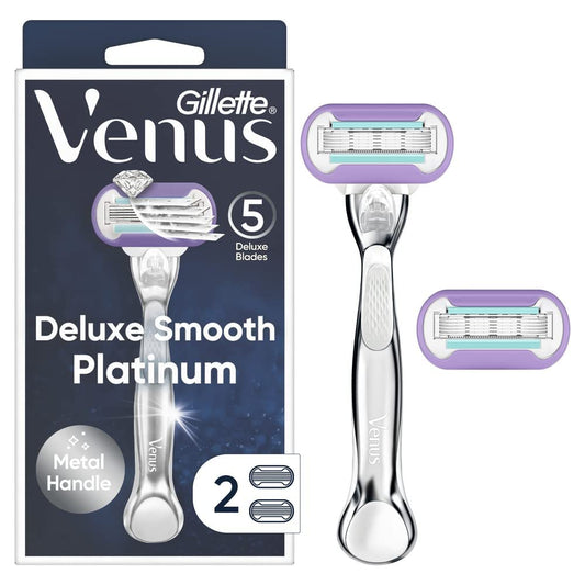 Rastrillo de Afeitar Gillette Venus Platinum Extra Smooth + 2 Cartuchos para Mujer