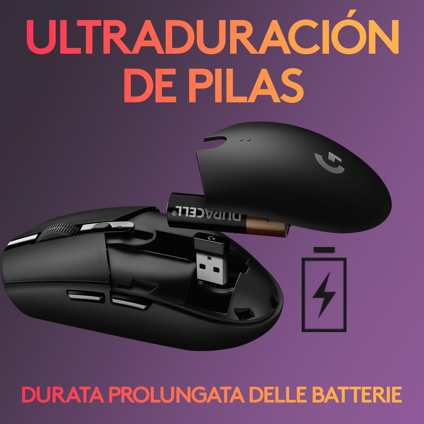 Logitech G305 LIGHTSPEED Mouse Gaming Inalámbrico, Sensor HERO 12K, 12,000 DPI, Batería de 250h, 6 Botones Programables, Memoría Integrada, PC/Mac - Negro