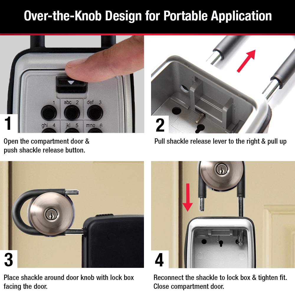 Caja de Seguridad Master Lock Negro Portátil con Botón de Combinación Personalizable