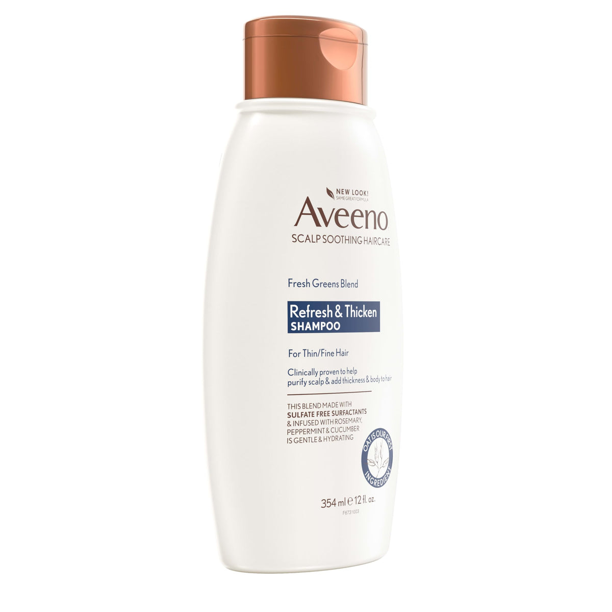 Aveeno Scalp Soothing Fresh Greens Blend Shampoo for Volume, Thickness and Refresh, Sulfate Free Shampoo, No Dyes or Parabens, 12 fl. oz
