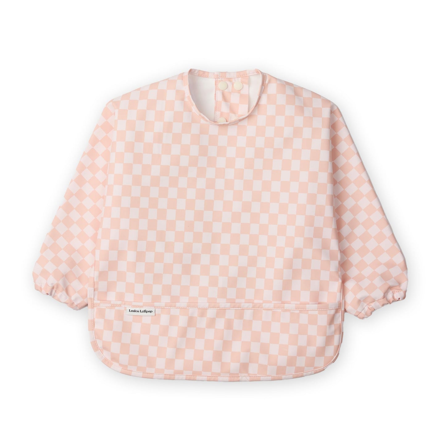 Loulou Lollipop Delantal de manga larga, tablero de ajedrez rosa, talla única, unisex, para niños