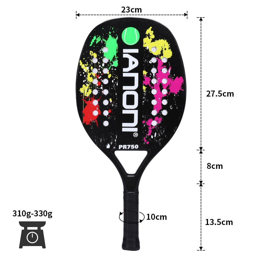 ianoni - Pala de tenis para playa (fibra de carbono, espuma viscoelástica EVA, núcleo de playa, raqueta de tenis), PR750