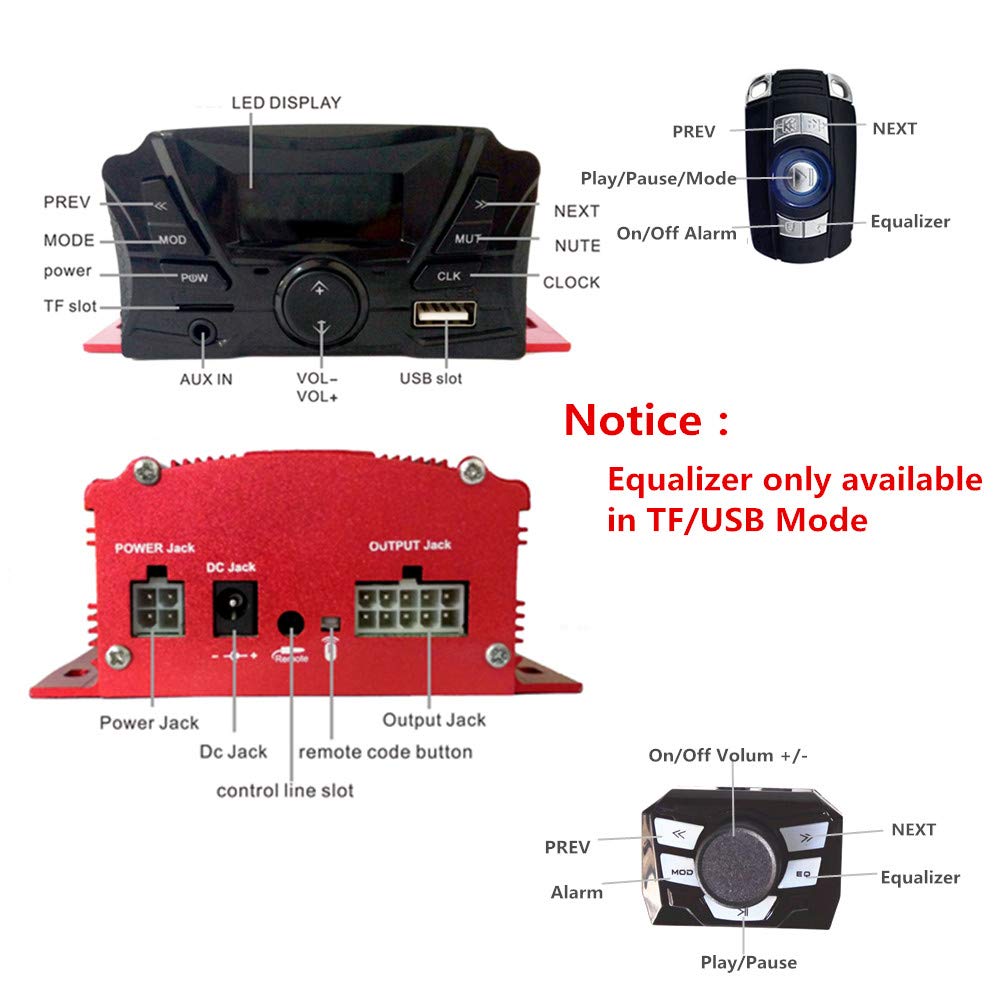 Altavoz Inalámbrico Bluetooth Resistente al Agua para Motocicleta UTV/ATV con Control Remoto 3 Pulgadas