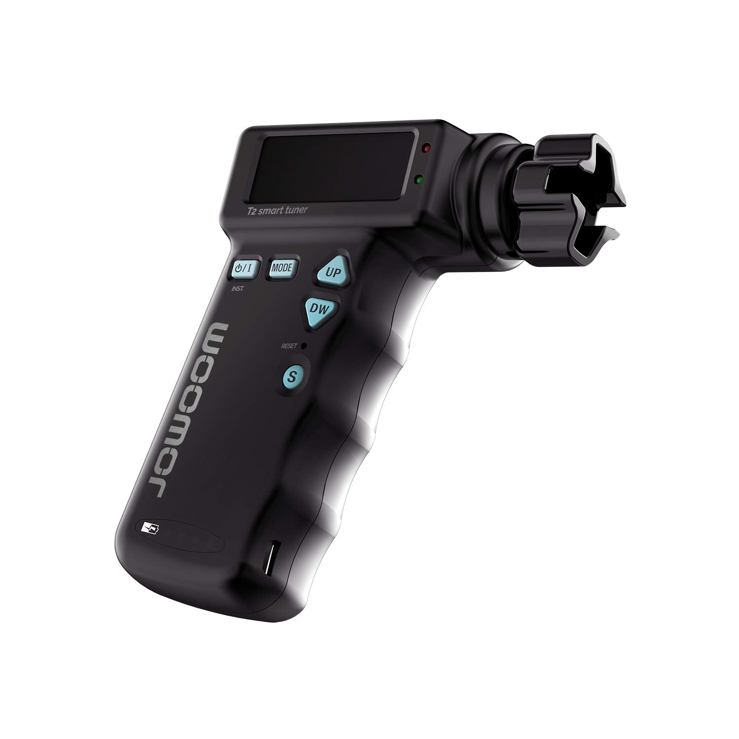 JOWOOM - T2 Afinador automático inteligente rápido para guitarras acústicas y ukulelele, con bobinador eléctrico de cuerdas de 180 rpm, seguro, grado profesional, batería recargable por USB, negro