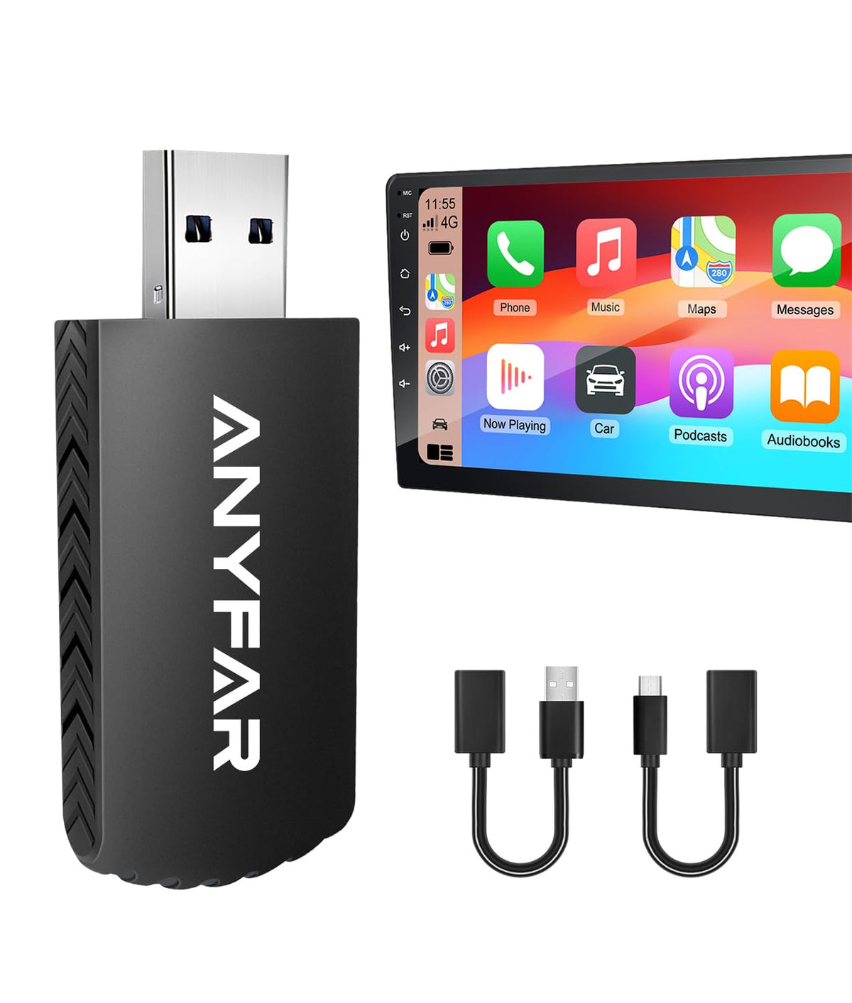 Adaptador Inalámbrico Anyfar A4 Pro iPhone 5G Conexión Rápida y Ventilación para Coches 2016+
