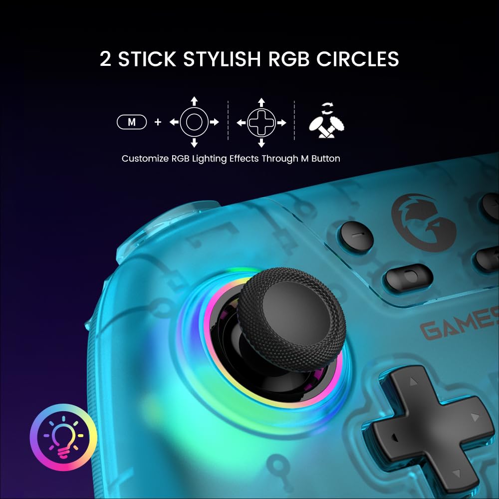 GameSir Nova - Controlador inalámbrico Pro para interruptor/Lite/OLED, Controladores de interruptor con efecto Hall JoySticks, LED RGB, recargable de 1200 mAh, turbo, programable, control de