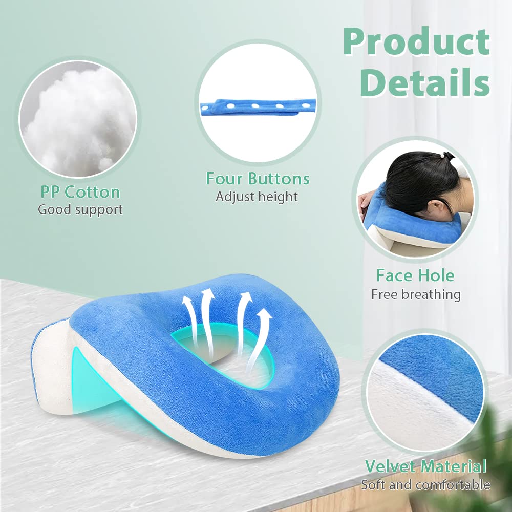 Almohada Facial con Agujero para la Cara, Ideal para Después de Cirugía Ocular y Descanso en Posición Boca Abajo