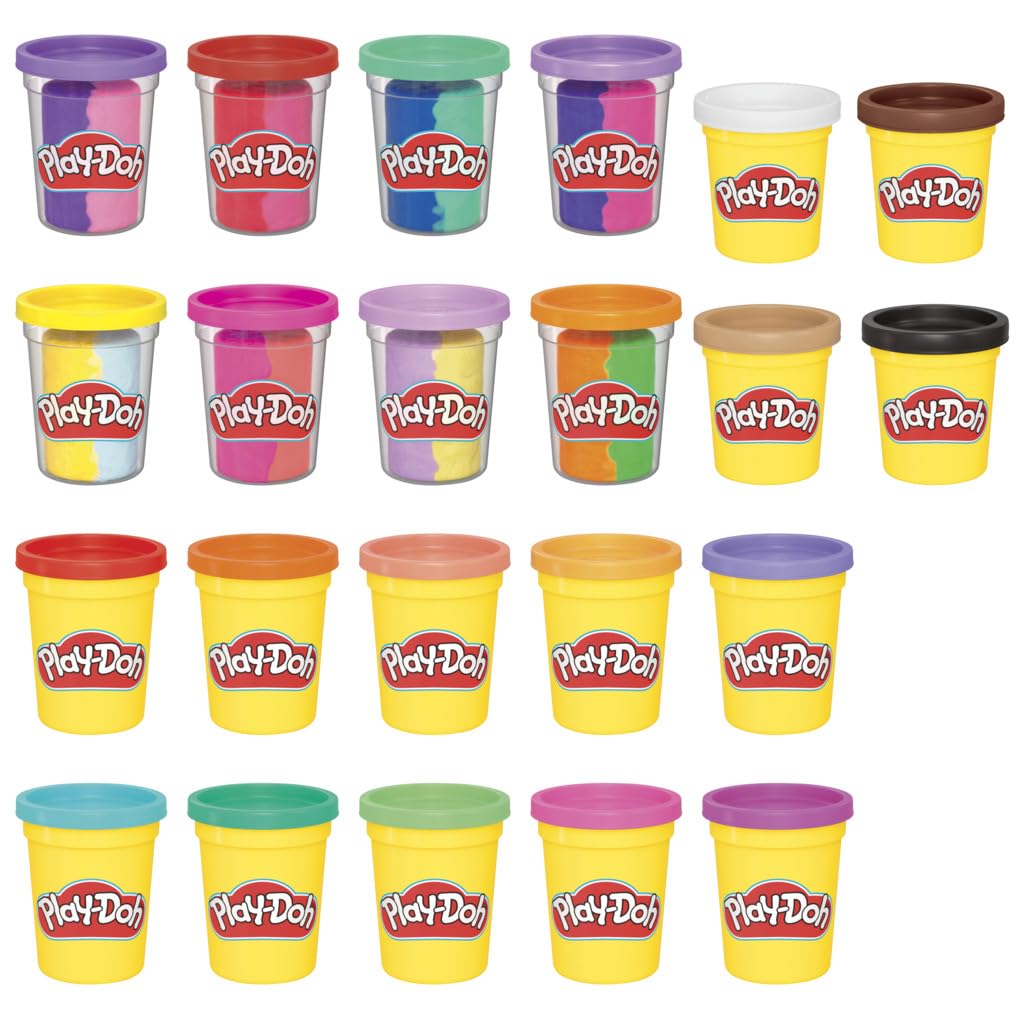 Súper Pack de Colores Play-Doh en Surtido Variado para Manualidades Infantiles 22 Latas de 57 y 113 Gramos para Juguetes Preescolares