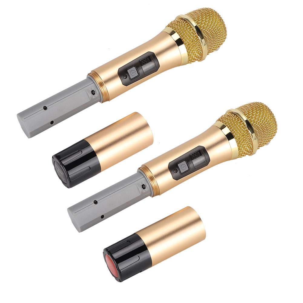 Micrófono Inalámbrico Dual Recargable UHF con Mini Receptor Bluetooth para Negocios, Iglesia y Hogar