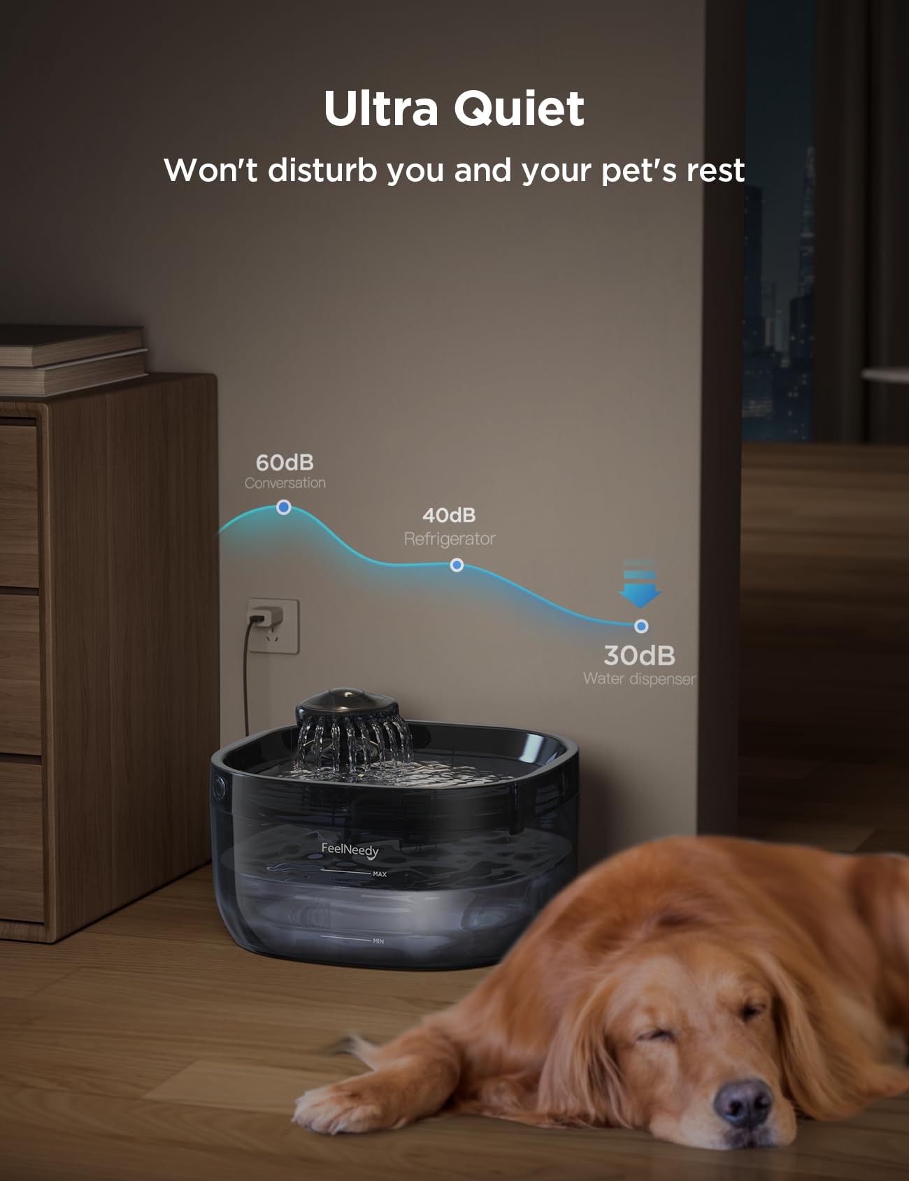 Fuente de Agua FEELNEEDY para Mascotas Grandes Blanco Dispensador Ultra Silencioso