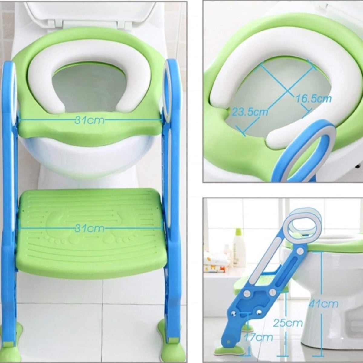 PAPU BABY Asiento Entrenador para Inodoro Acolchonado con Escalera (Gris)