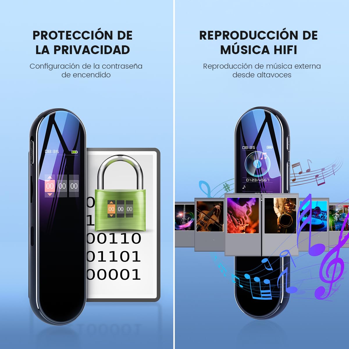LENGSIDA Grabadora de Voz Digital Inteligente de 64 GB con Reproducción, Grabadora de Audio para Conferencias, Reuniones, Dispositivo de Grabación de Sonido, Dictáfono con Lector de Tarjeta