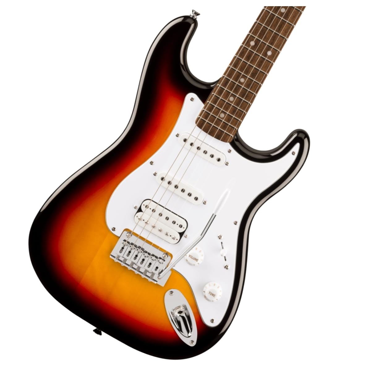 Affinity Series Stratocaster Junior HSS, Laurel Fingerboard, White Pickguard, 3-Color Sunburst