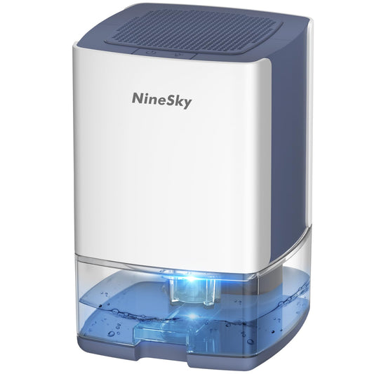 Deshumidificador NineSky blanco azul tanque 300 onzas con Luces Coloridas y Apagado Automático para el Hogar