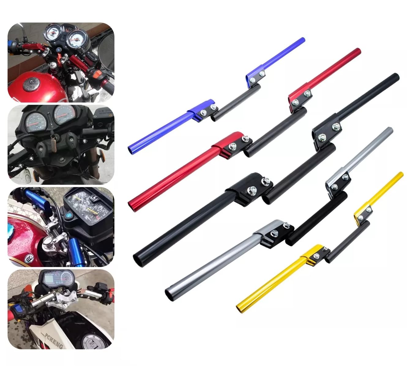 Manubrio Universal para Moto Barra de Equilibrio Manillar Deportivo Ajustable Motocicleta Resistente a la Corrosión Inoxidable 3pzs (Negro)