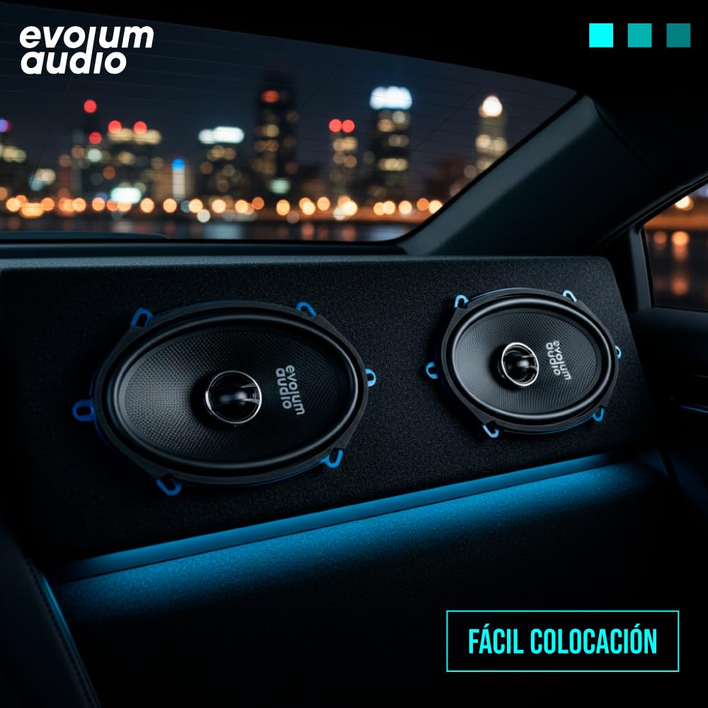Evolum Audio - Kit Bocinas 2 Vías - Sonido Claro y Potente - Potencia RMS de 150 W - Gran Volumen y Claridad sin Distorsión - Fácil Instalación & Amplia Compatibilidad - Modelo Coaxial (5x7 in)