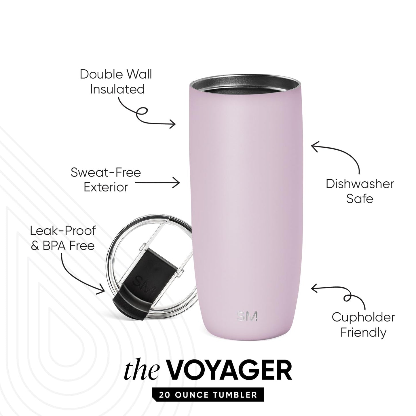 Taza de Café Simple Modern Lavender Mist con Tapa Abatible y Acero Inoxidable Aislado para Viajes