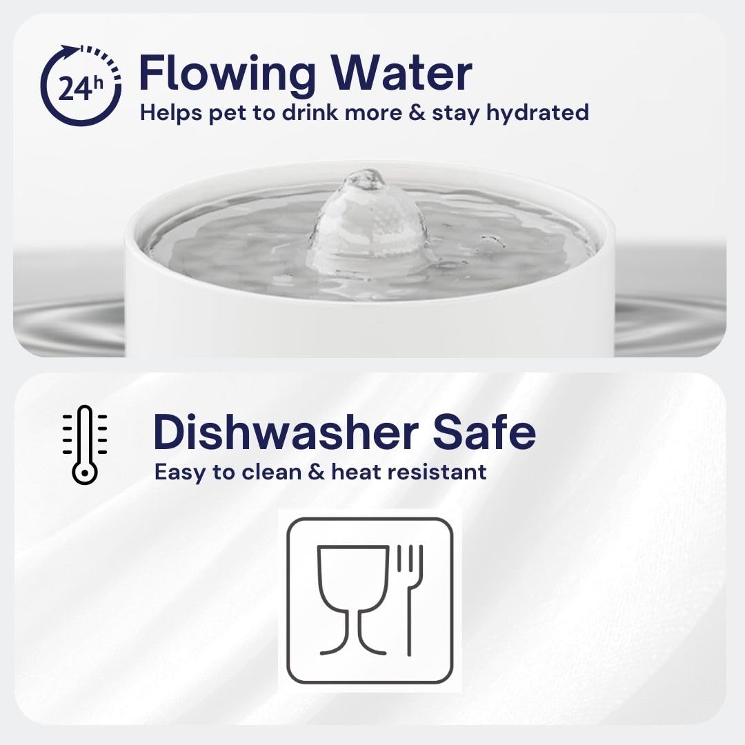 Fuente De Agua De Cerámica Pet Heights Blanco con Flujo Ajustable para Mascotas
