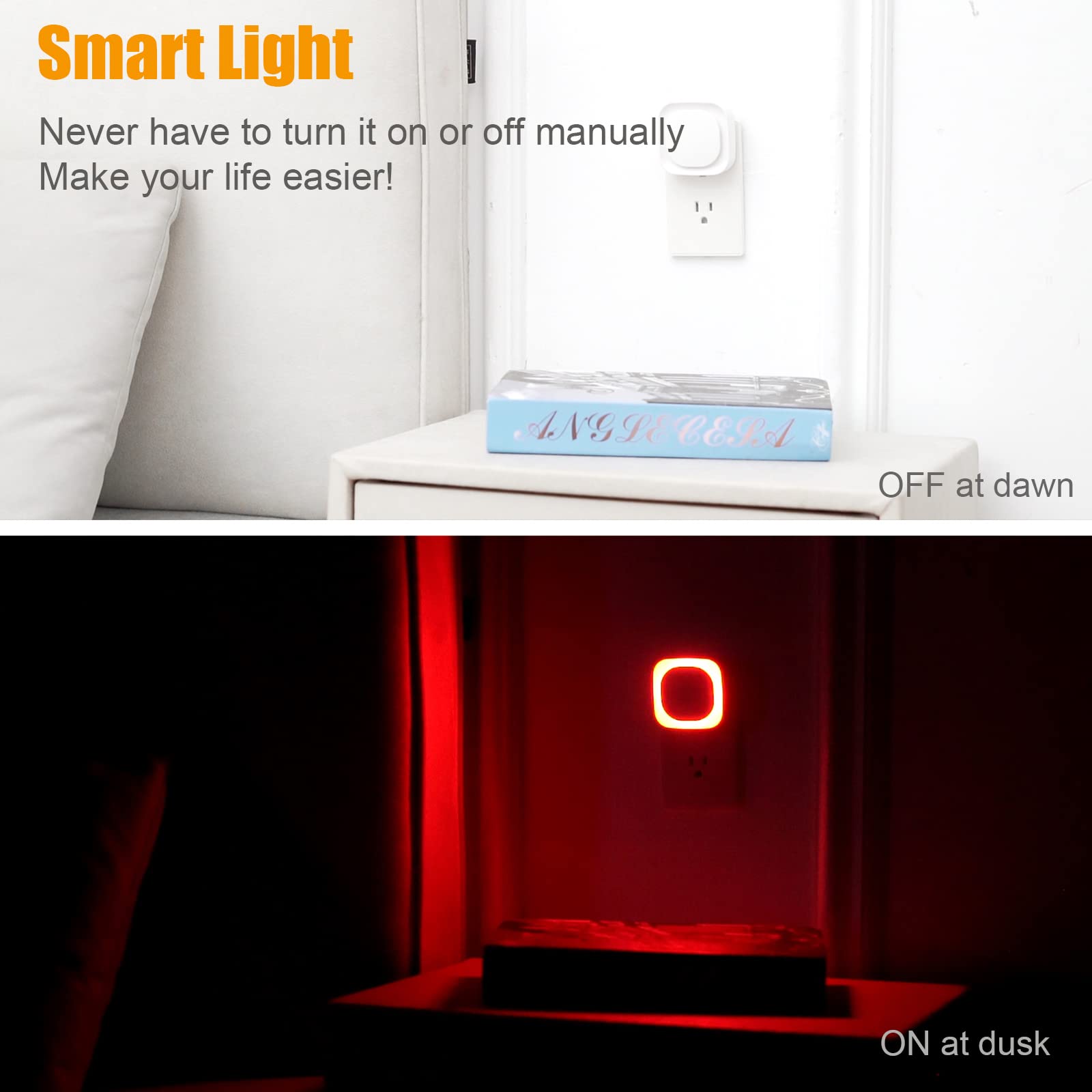 Luz Nocturna LED YUNLEX Roja con Sensor Automático y Brillo Regulable para Baño, Pasillo y Cocina