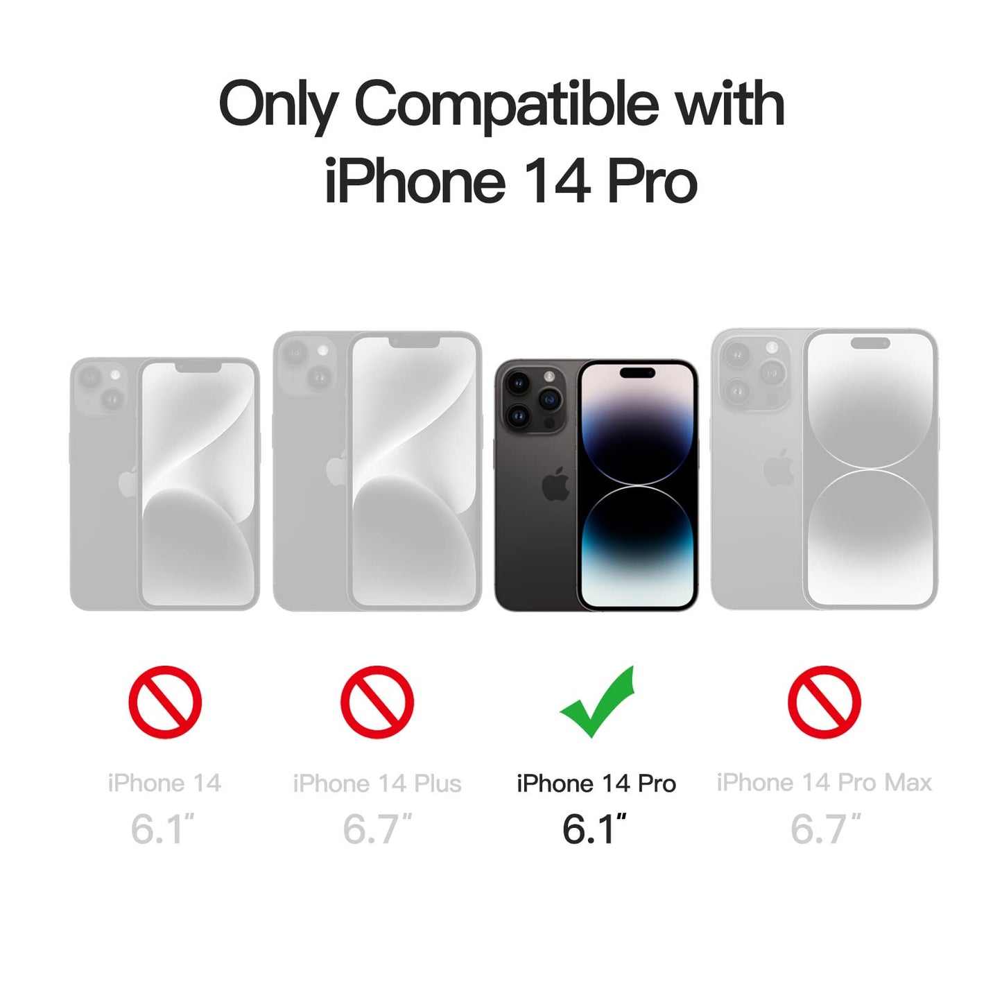 JETech Funda Magnética para iPhone 14 Pro 6.1 Pulgadas Compatible con MagSafe, Carcasa Translúcida Mate Trasera Fina Antigolpes (Negro)