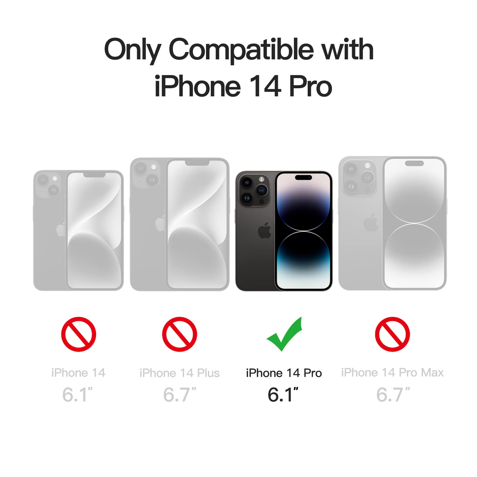 JETech Funda Magnética para iPhone 14 Pro 6.1 Pulgadas Compatible con MagSafe, Carcasa Translúcida Mate Trasera Fina Antigolpes (Negro)