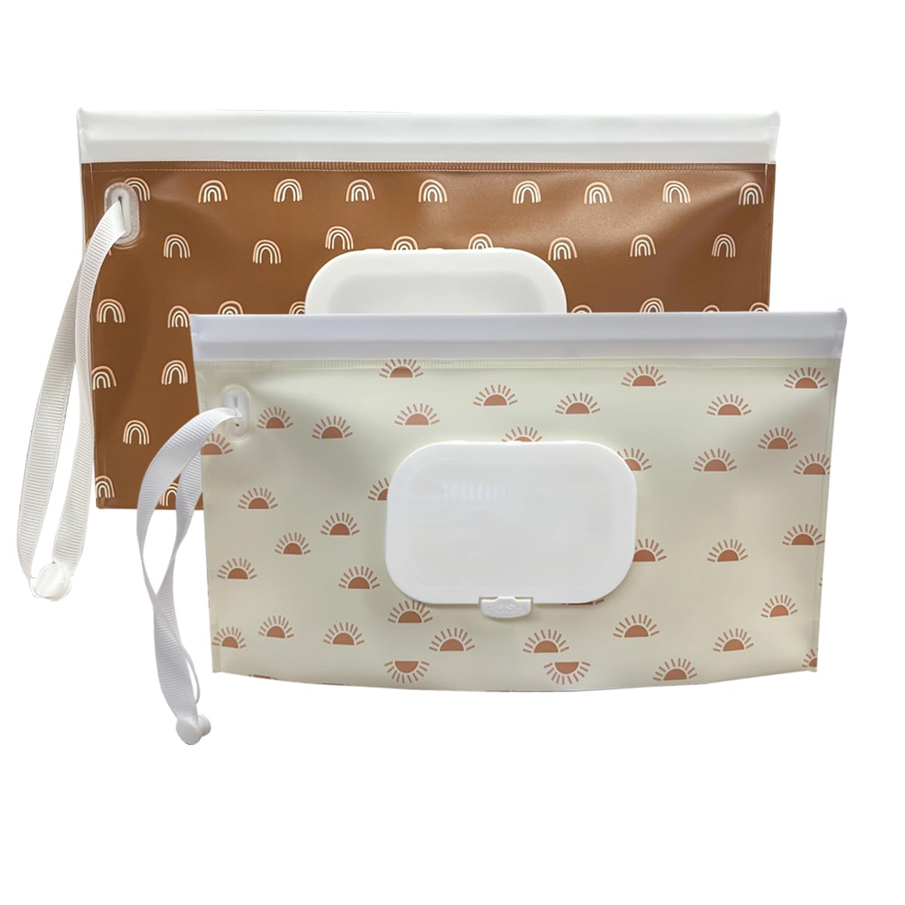 Soporte para toallitas para bebé, dispensador de toallas, paquete de 2 recipientes recargables portátiles, funda reutilizable para toallitas de viaje, impermeable y a prueba de polvo, soporte para
