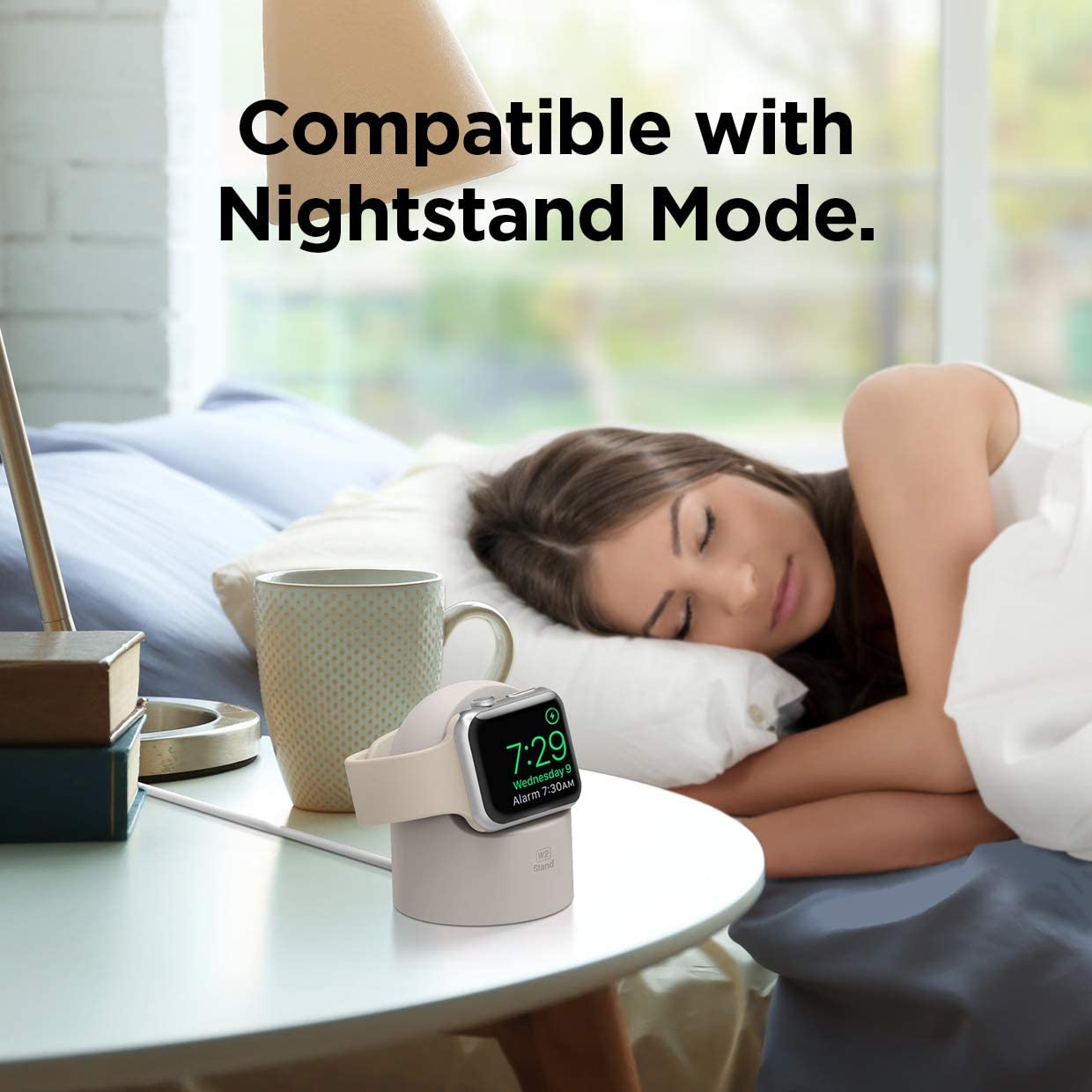 elago W2 Soporte de Cargador Compatible con Apple Watch Series Ultra3/Ultra2/Ultra,11/10/9/8/7/6/5/4/3/2/1,SE3/SE2/SE (49,46,45,44,42,41,40,38mm), Silicona Duradera,Modo Mesita Noche,Cable NO Incluido